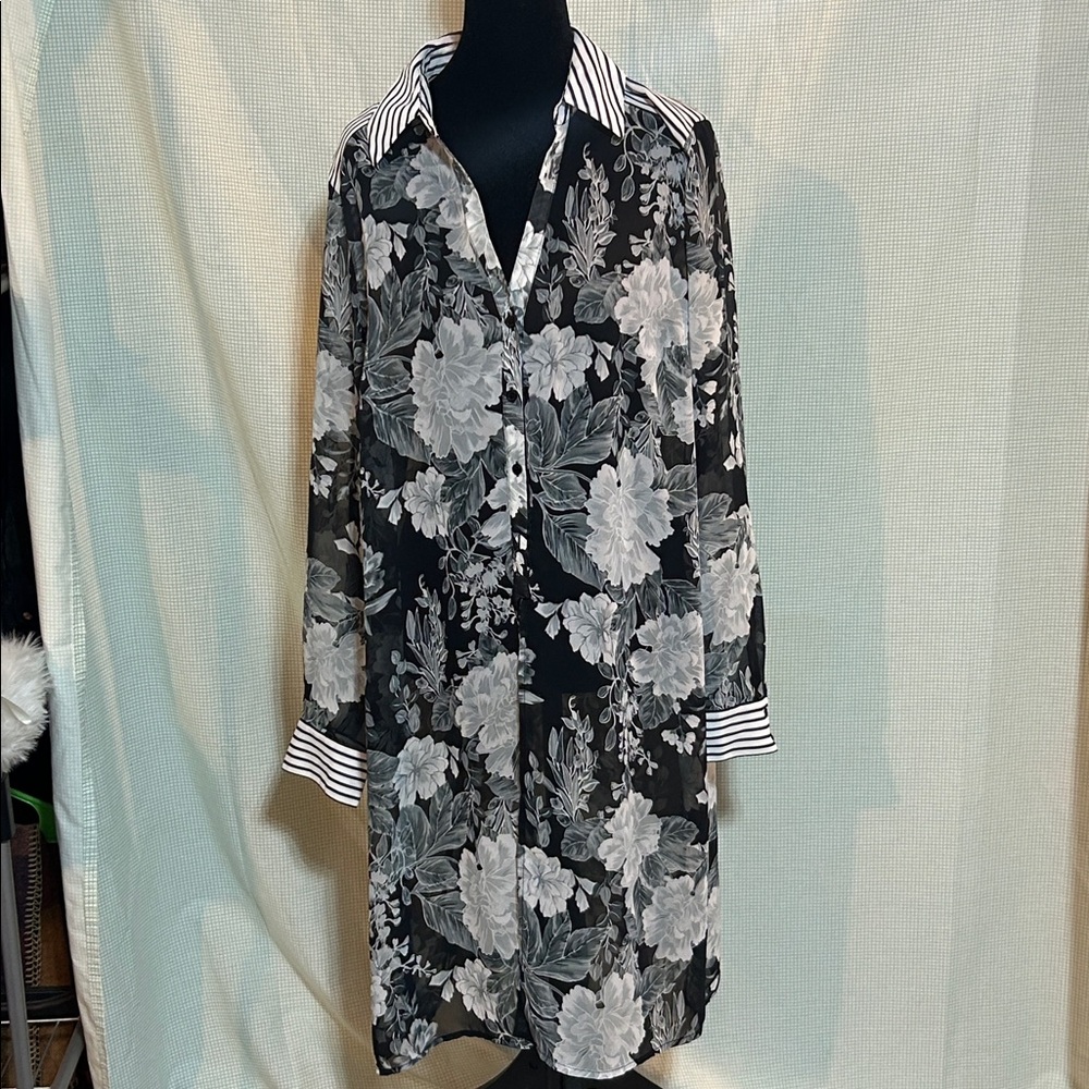 INC International Concepts Striped Black and White Tunic